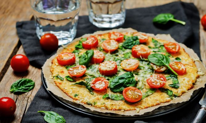 pizza con base de coliflor